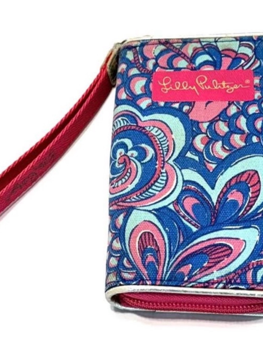 Lilly Pulitzer Blue and Pink Floral Print Wristlet